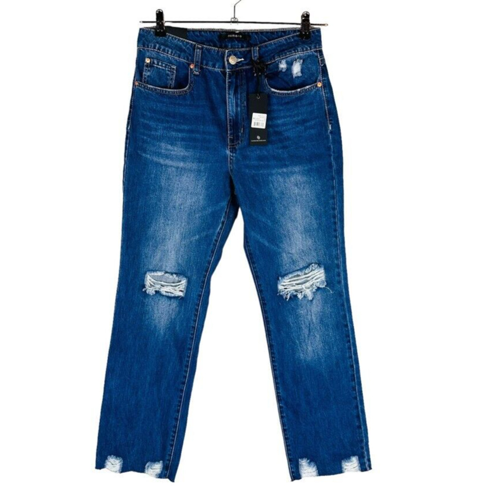 New Numero Womans Sz 29 8 High Rise Skinny Ankle‎ Blue Distressed Jean NWT